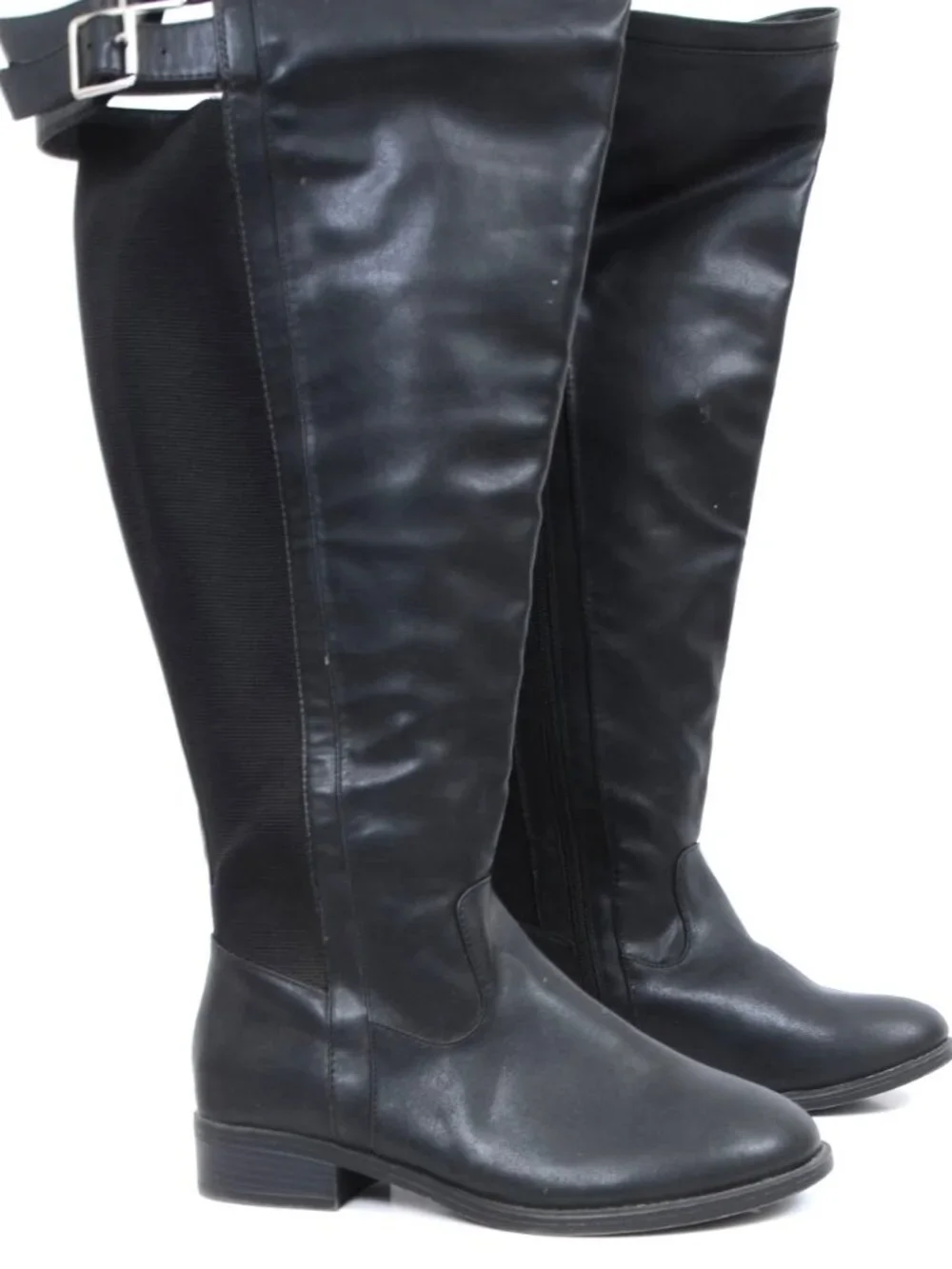 Torrid Black Double Buckle Over The Knee Boot 9 (WW) Gothic Biker Riding Moto
